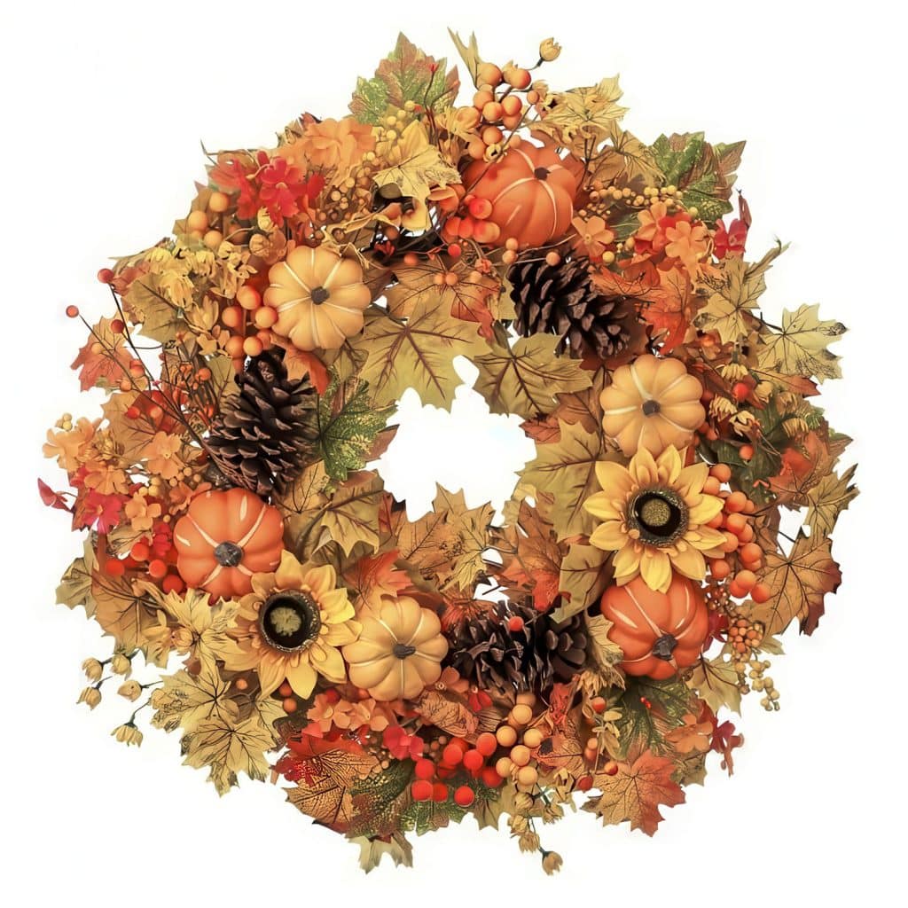 Sunflower Gourd Autumn Wreath 28