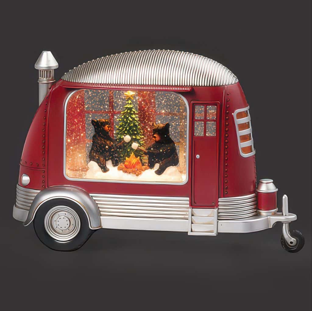 Swirl Camper with Bears Water Globe