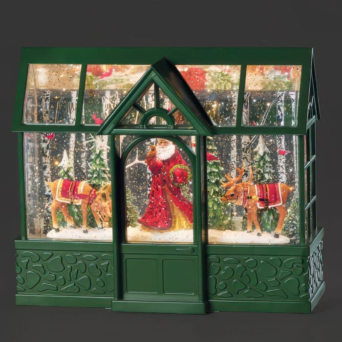 Swirl Greenhouse Santa Water Globe