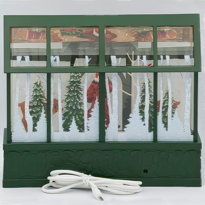 Swirl Greenhouse Santa Water Globe Back