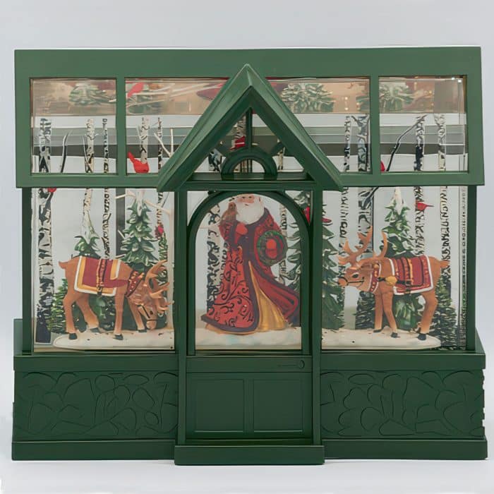Swirl Greenhouse Santa Water Globe Front