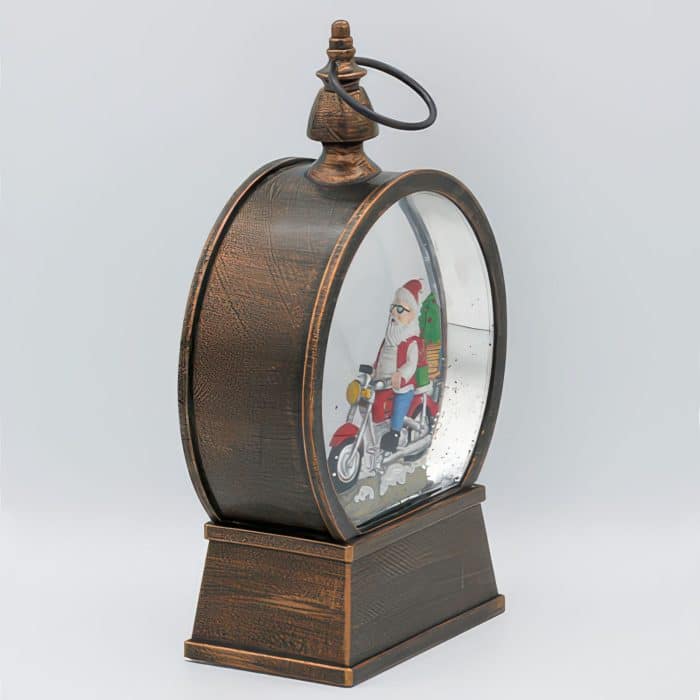 Swirl Motorcycle Santa Water Globe Front Side One