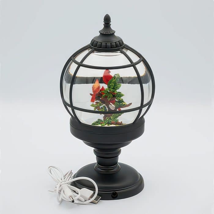 Swirl Sphere Cardinals On A Branch Back