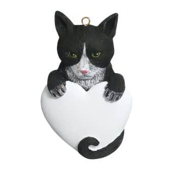 Tuxedo Cat Heart Ornament