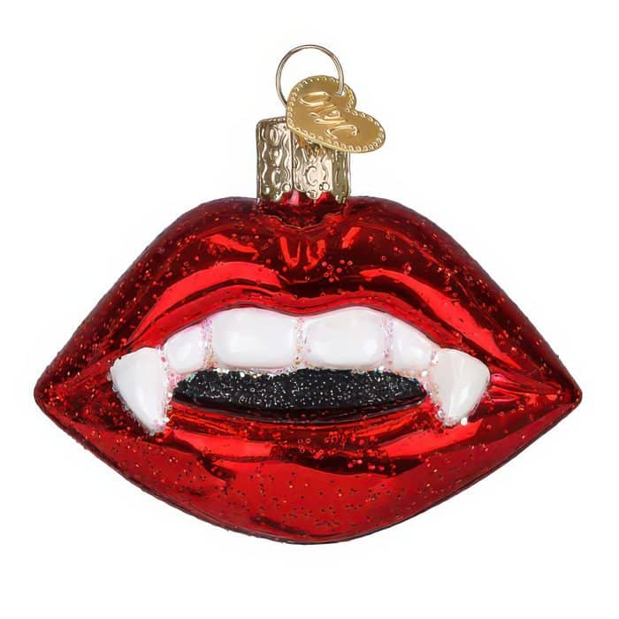Vampire Lips Ornament Old World Christmas Front