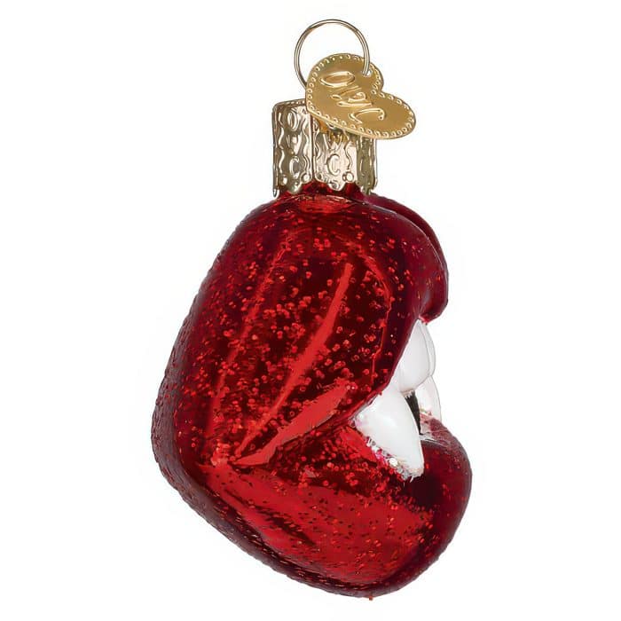 Vampire Lips Ornament Old World Christmas Side