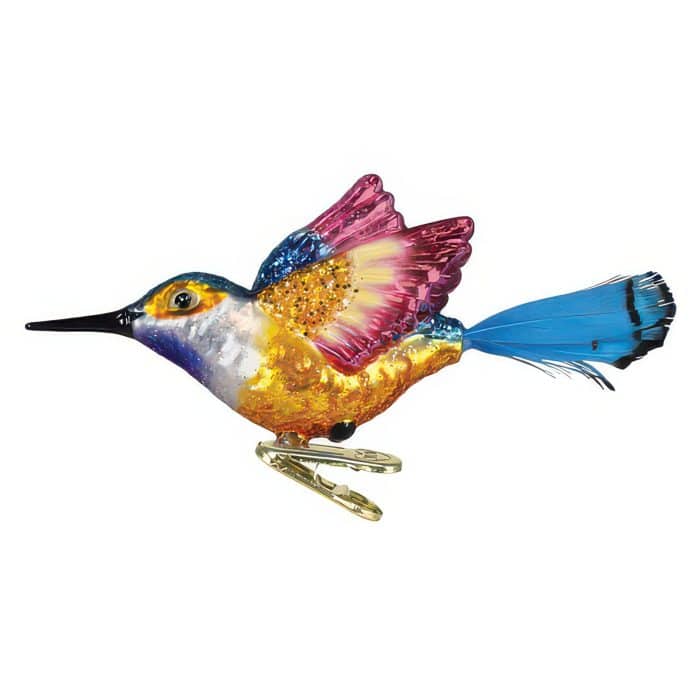 Vibrant Hummingbird Ornament Old World Christmas Front