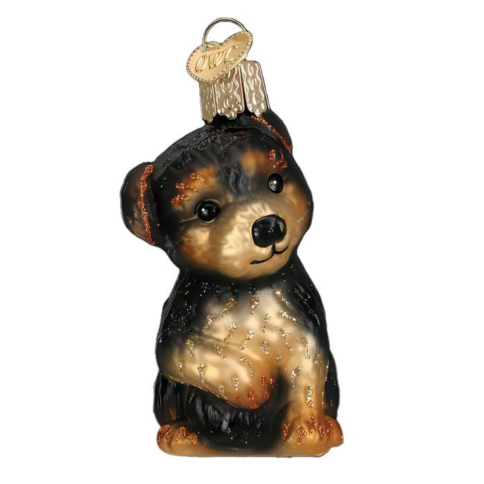 Yorkie Puppy Ornament Old World Christmas Front