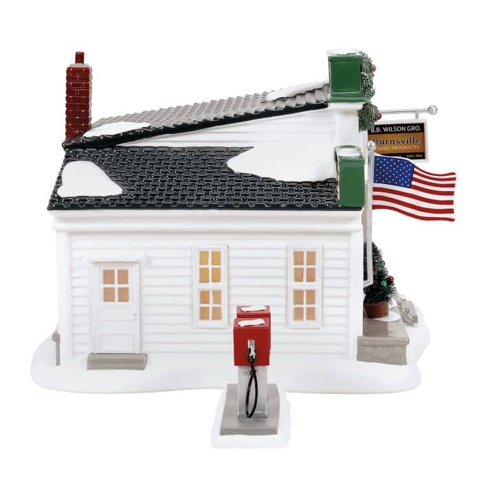 Billy Brooks Grocer Snow Village D56 Side