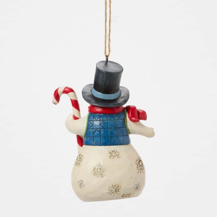 Candy Cane Snowman Ornament by Jim Shore Back