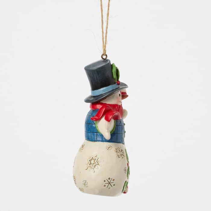 Candy Cane Snowman Ornament by Jim Shore Side