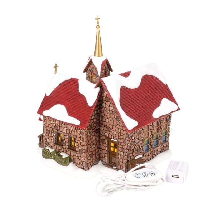 Chapel of Abundant Grace 50th Snow Village D56 Back with Cords