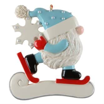 Gnome Ice Skating Ornament Personalize