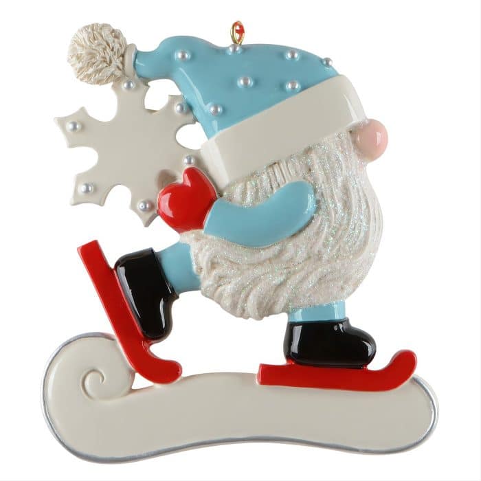 Gnome Ice Skating Ornament Personalize