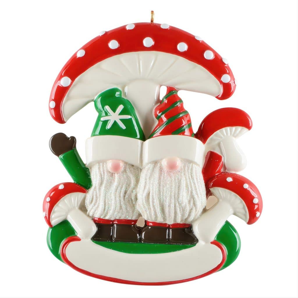 Gnome Mushroom Couple Ornament Personalize
