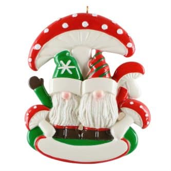 Gnome Mushroom Couple Ornament Personalize