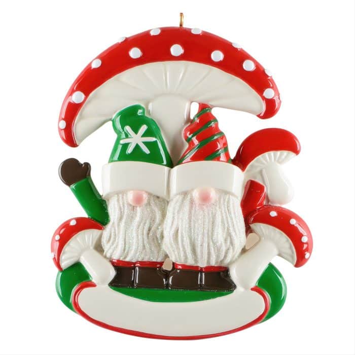 Gnome Mushroom Couple Ornament Personalize