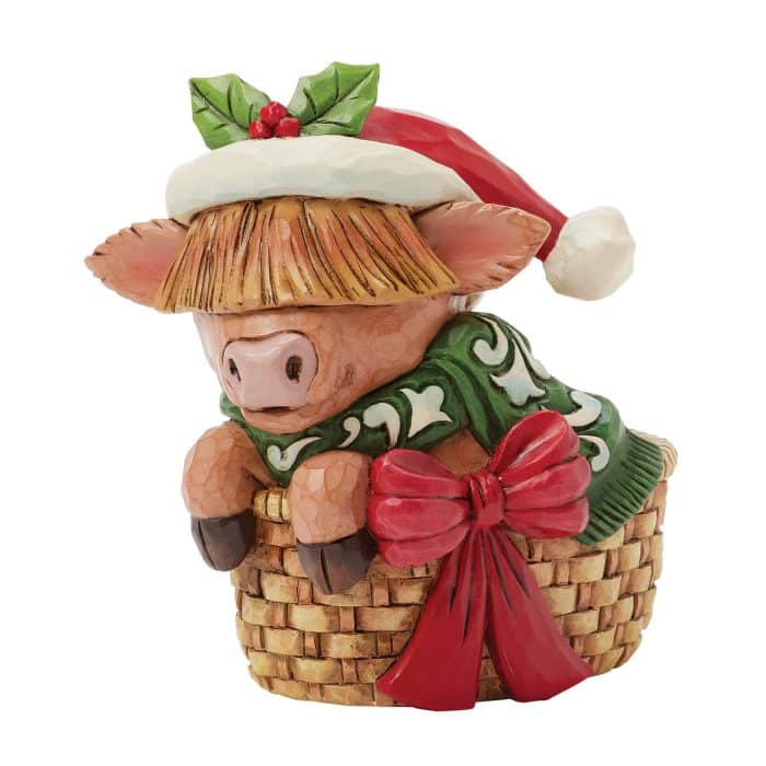 Highland Cow In Basket Figurine By Jim Shore