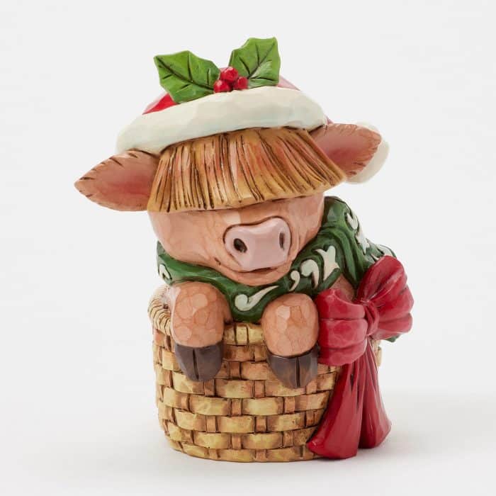Highland Cow In Basket Figurine By Jim Shore Front