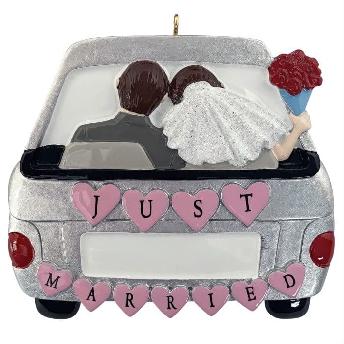 Just Married Car Ornament Personalize
