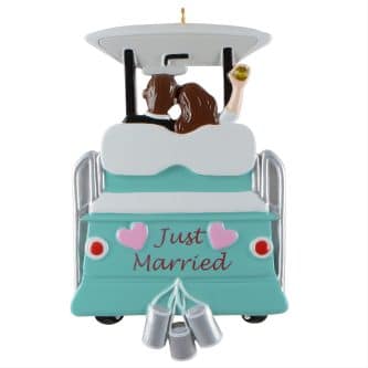 Just Married Golf Cart Ornament Personalize