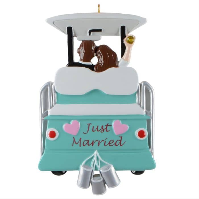 Just Married Golf Cart Ornament Personalize