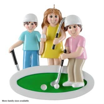 Mini Golf Families Ornaments Personalize Three