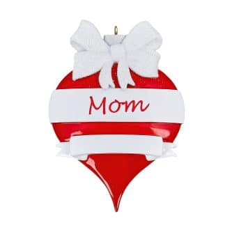 Mom Red and White Ornament Personalize