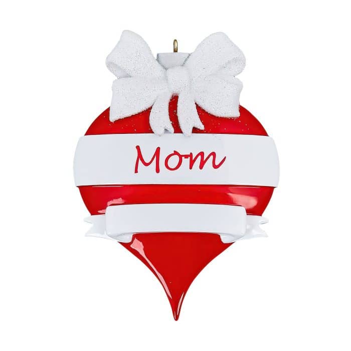 Mom Red and White Ornament Personalize