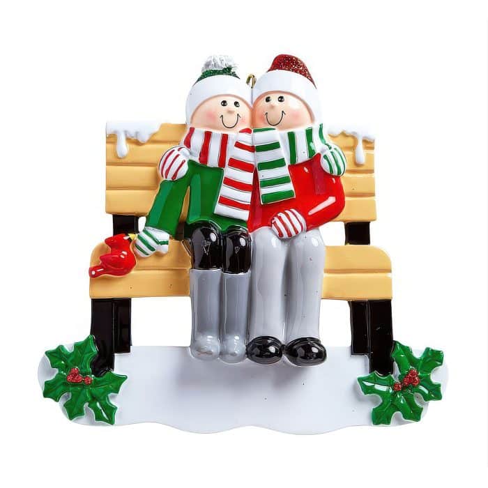Park Bench Family Ornaments Personalize Two