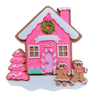 Pink Gingerbread House Ornament Personalize