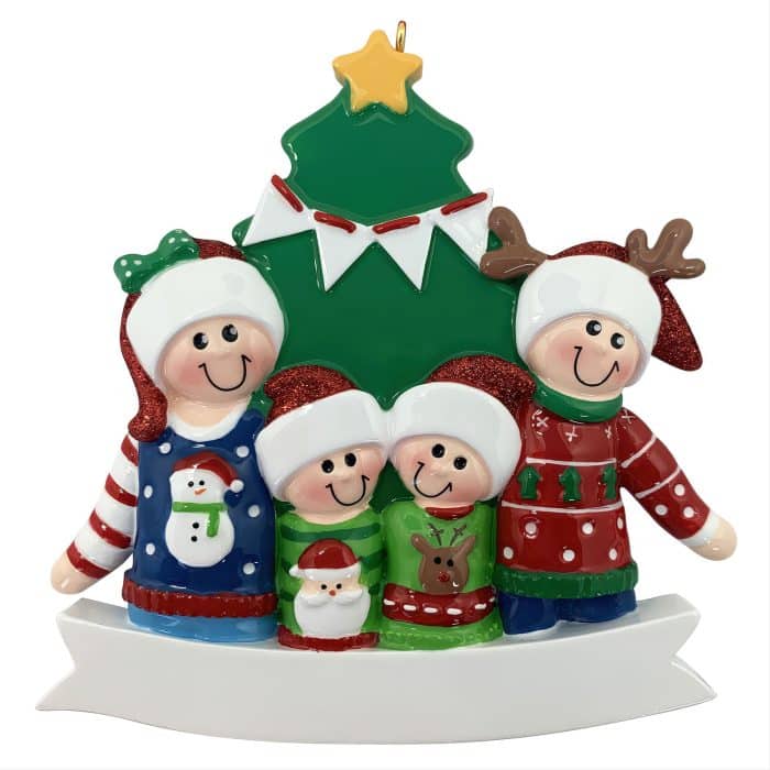 Proud Ugly Sweater Family Ornaments Personalize Four