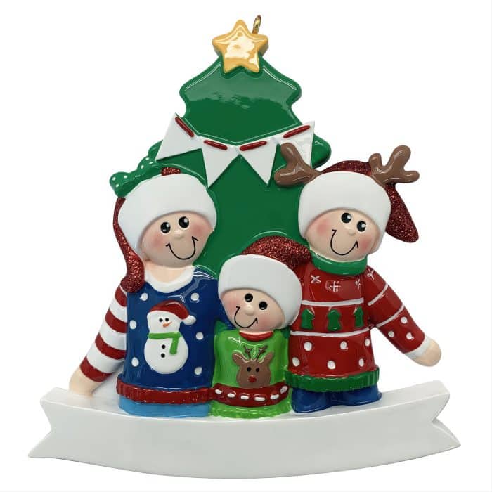 Proud Ugly Sweater Family Ornaments Personalize Three