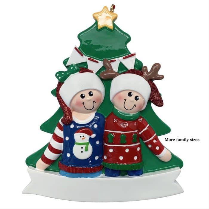 Proud Ugly Sweater Family Ornaments Personalize Two