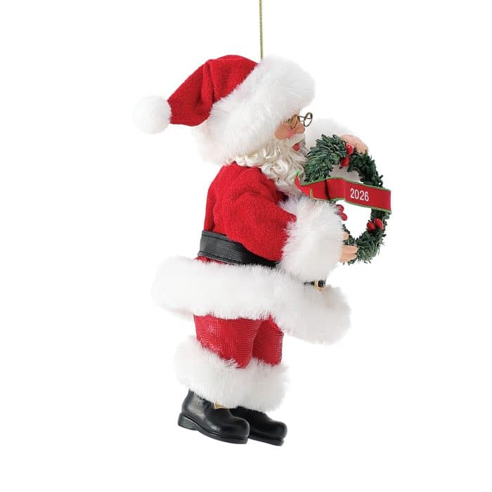 Santa with 2026 Wreath Possible Dreams Ornament Side Two