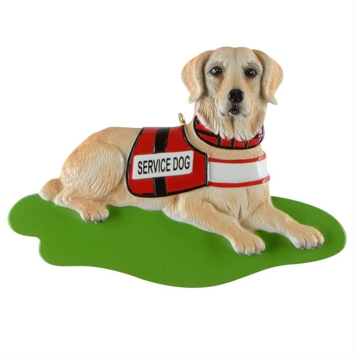 Service Dog Golden Retriever Ornament Personalize