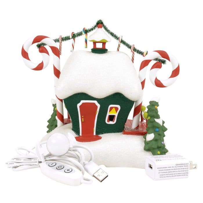 Who ville Candy Cane Twisters Grinch Village D56 Back with Cords