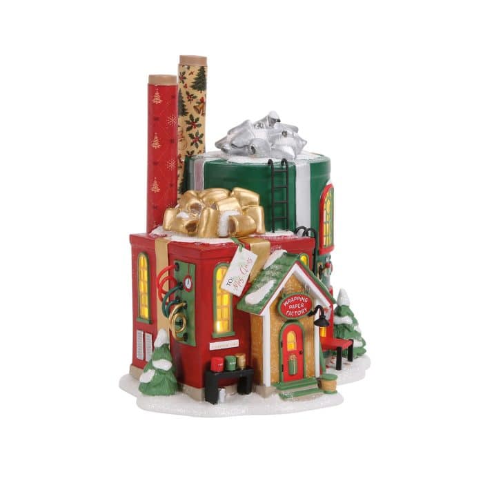 Wrapping Paper Factory North Pole Village D56 Quarter View