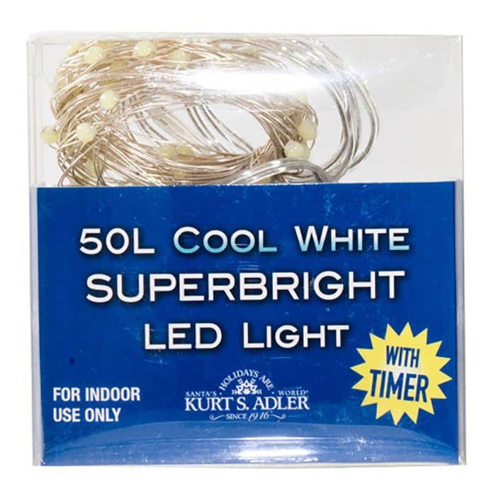 50 Led Lights Silver Wire Battery Operated