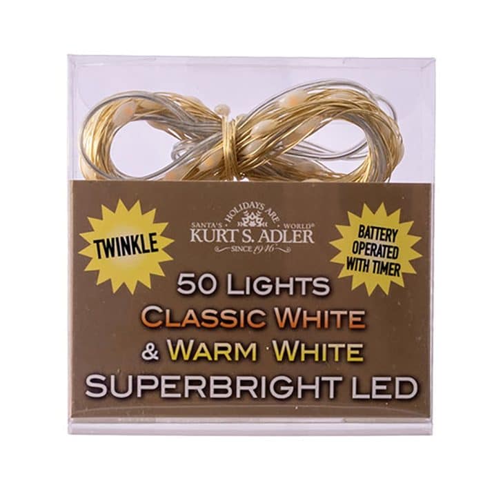 50 Led Lights Twinkle Gold Wire Battery Operated Box