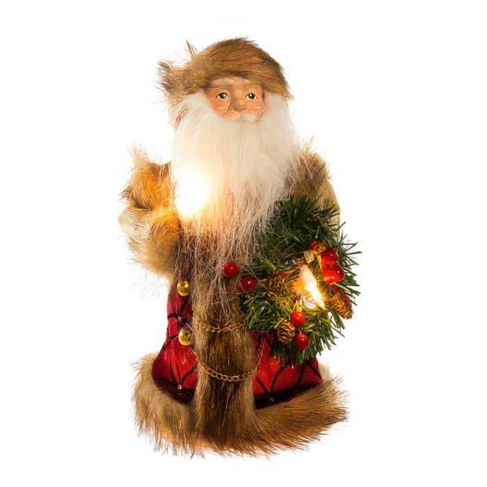 Burgundy  Brown Santa Lit Tree Topper