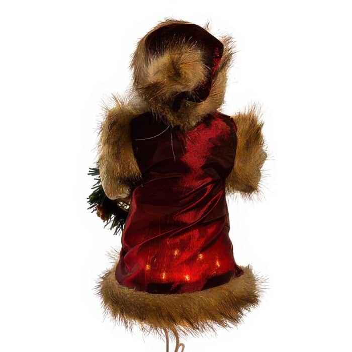 Burgundy  Brown Santa Lit Tree Topper Back