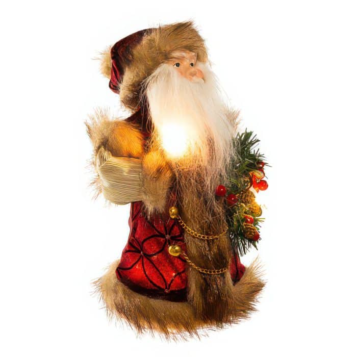 Burgundy  Brown Santa Lit Tree Topper Quarter View