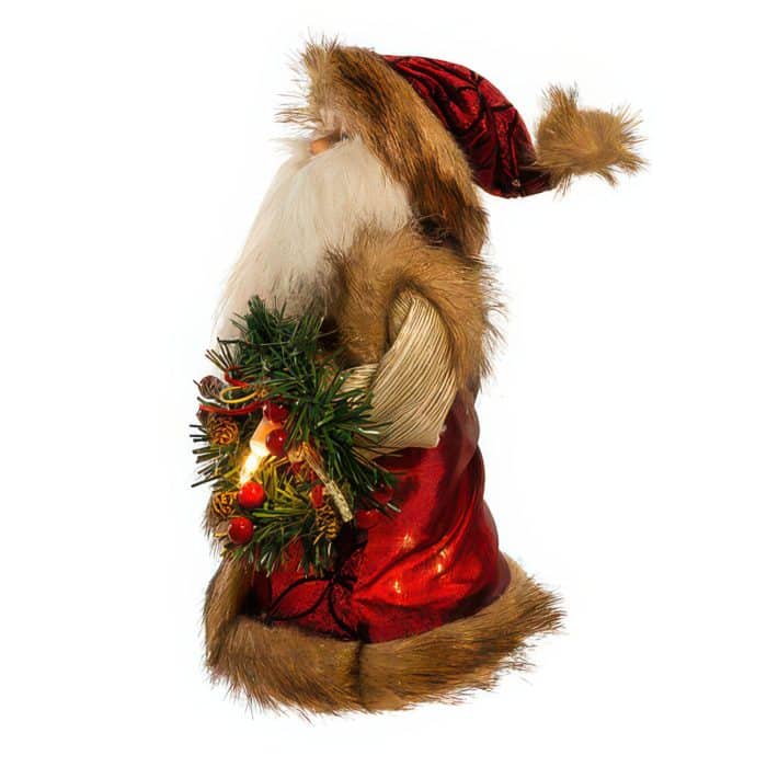 Burgundy  Brown Santa Lit Tree Topper Side