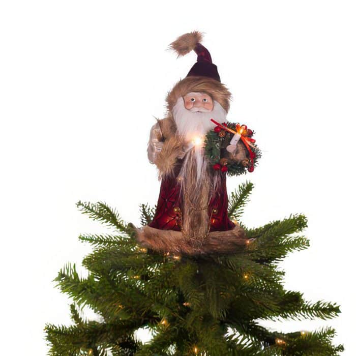 Burgundy  Brown Santa Lit Tree Topper Top
