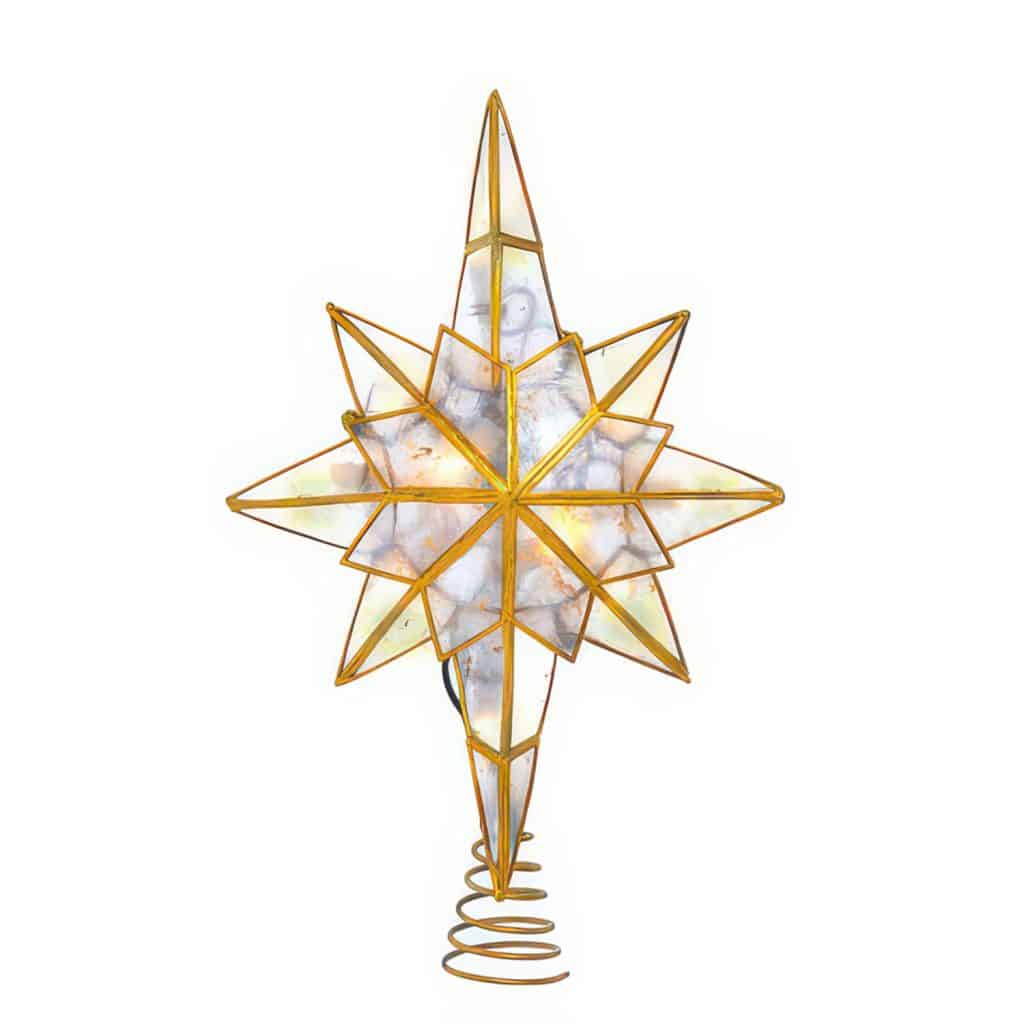 Capiz Star Eight Point Lit Tree Topper