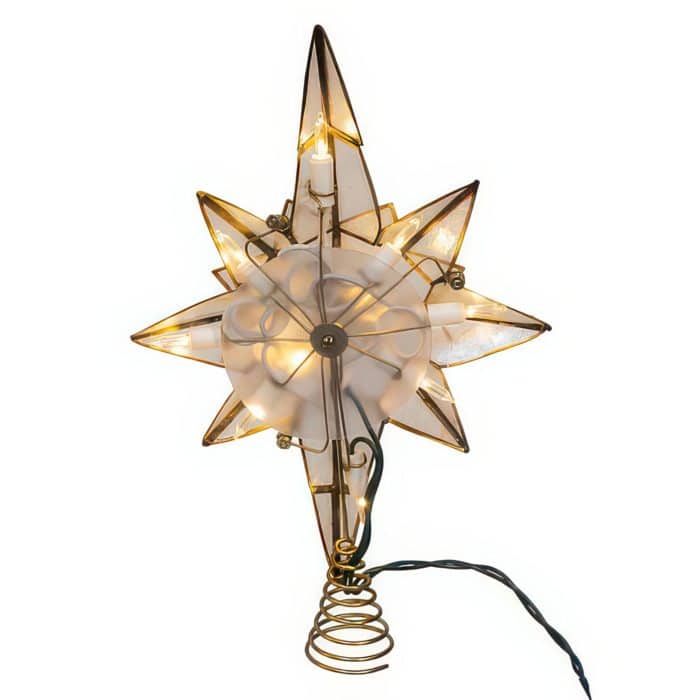 Capiz Star Eight Point Lit Tree Topper Back