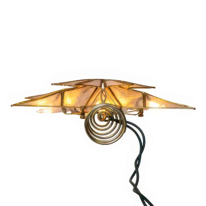 Capiz Star Gold Glitter Lit Tree Topper Bottom