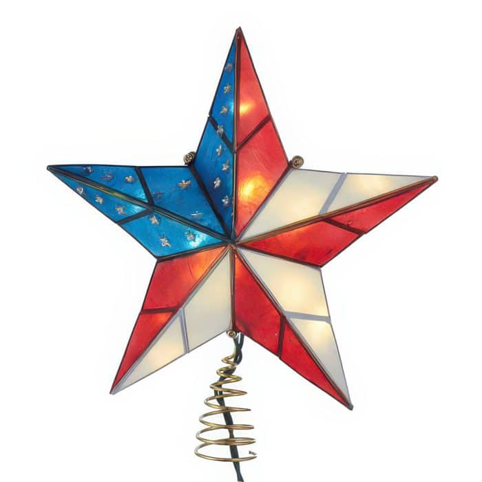 Capiz Usa Flag Inspired Star Lit Tree Topper