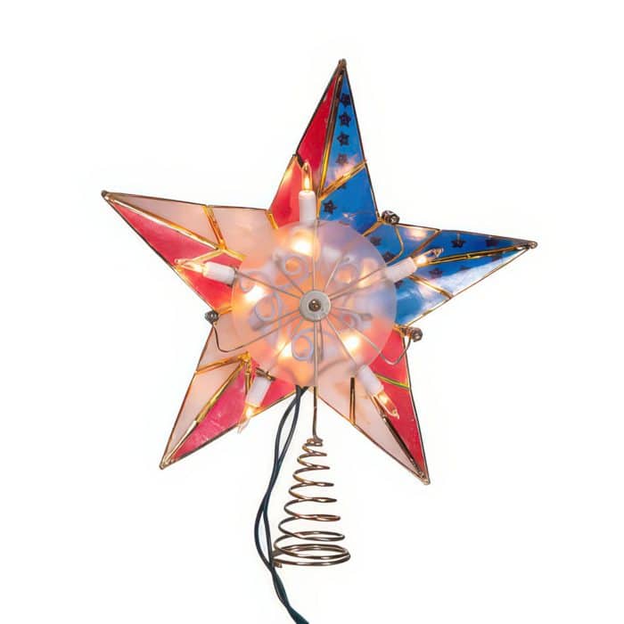 Capiz Usa Flag Inspired Star Lit Tree Topper Back